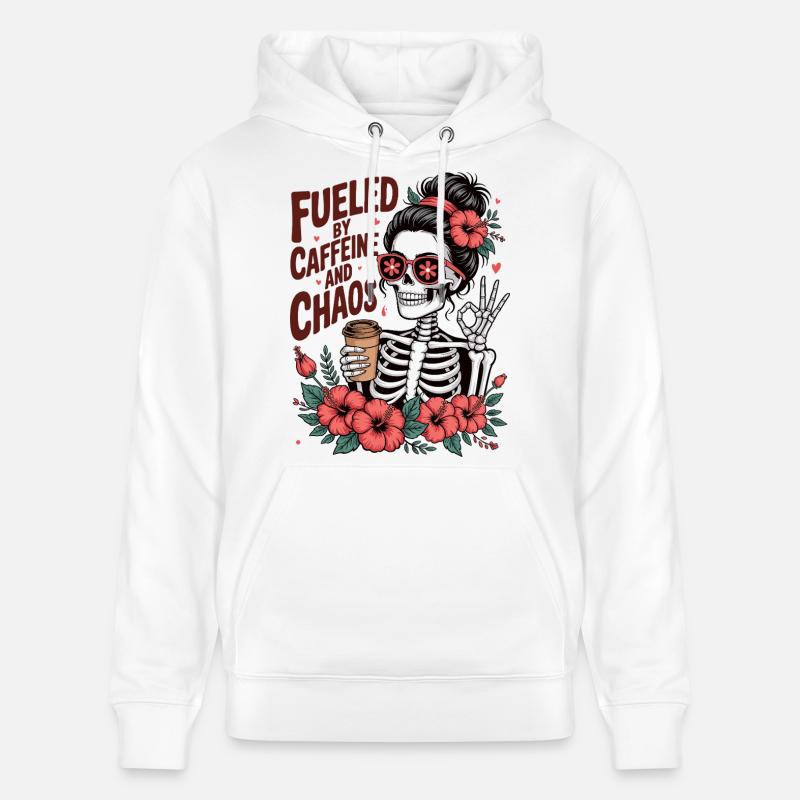 Mutter Koffein Mutter Skelett Kaffee - Stanley/Stella Unisex Bio-Hoodie CRUISER  - Weiß