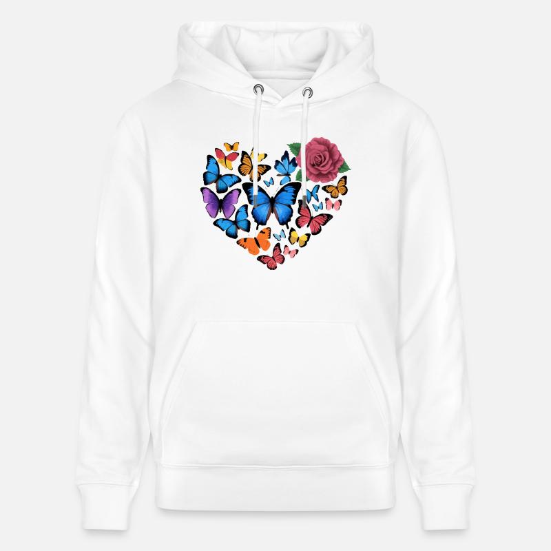 Cœur de papillons - Sweat à capuche bio CRUISER Stanley/Stella Unisexe - blanc