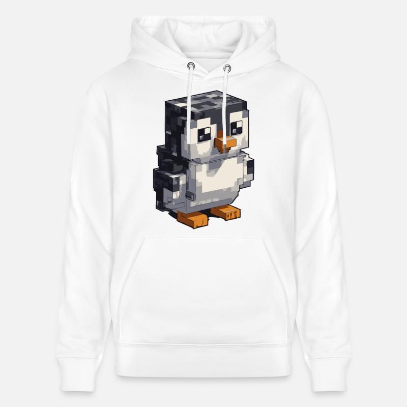 Mignon pingouin pixel - Sweat à capuche bio CRUISER Stanley/Stella Unisexe - blanc