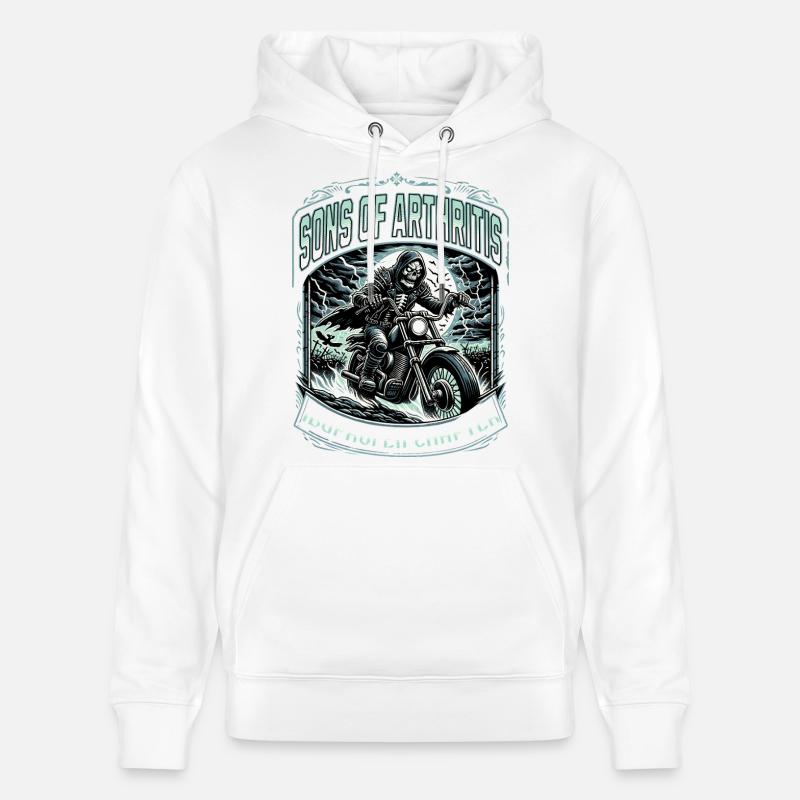 Fils de l’arthrite, chapitre Ibuprofène, Moto - Sweat à capuche bio CRUISER Stanley/Stella Unisexe - blanc