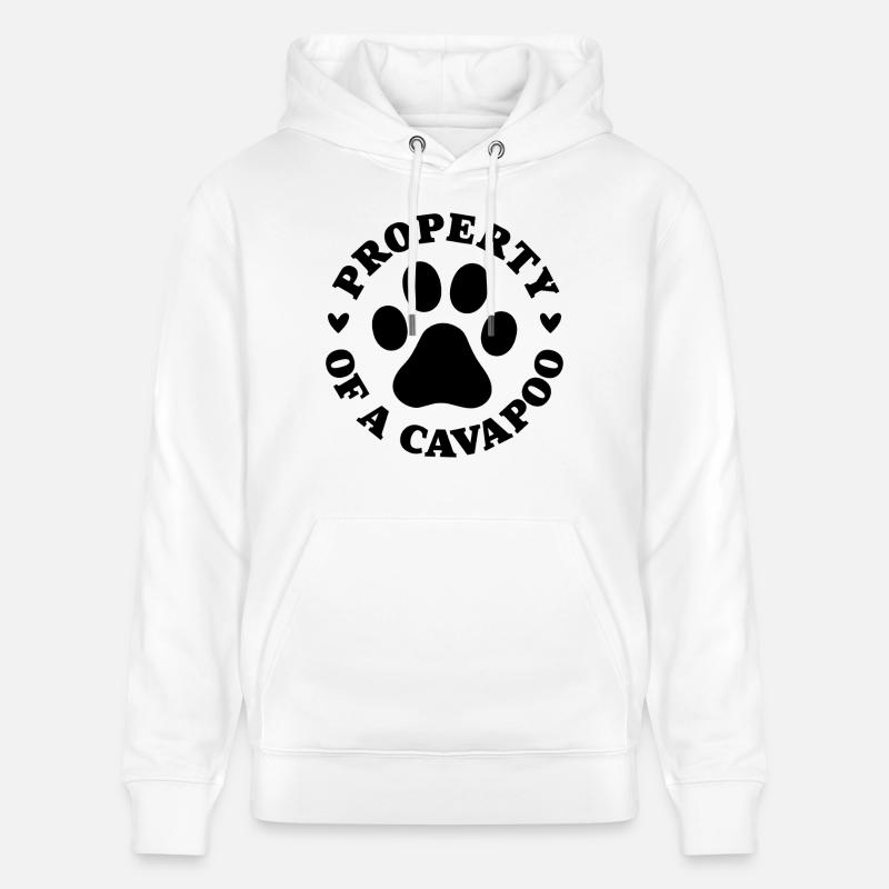 Propriété d’un Cavapoo - Sweat à capuche bio CRUISER Stanley/Stella Unisexe - blanc
