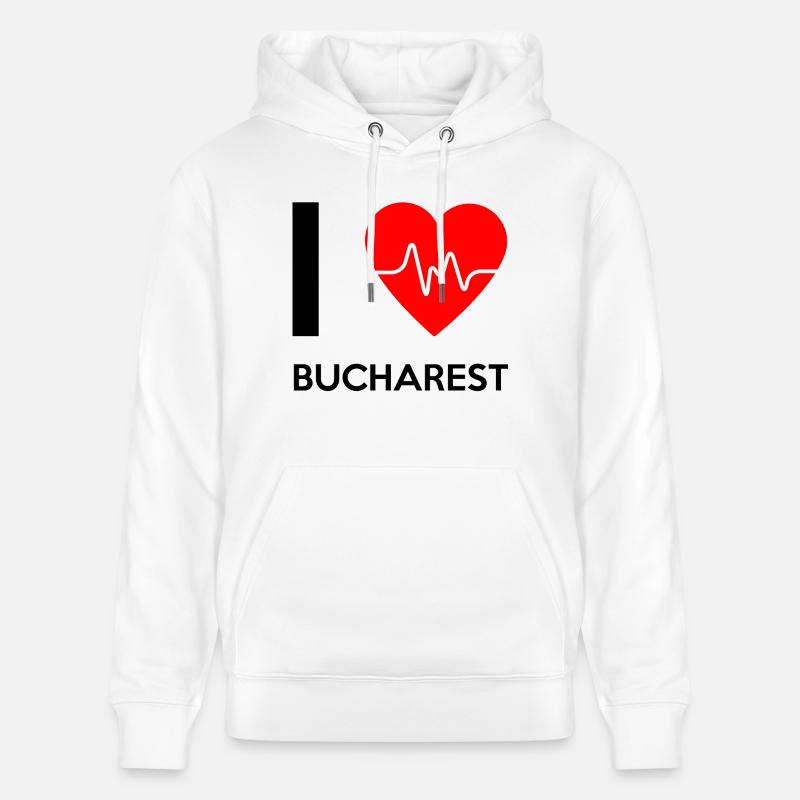 J'aime Bucarest - J'adore Bucarest - Sweat à capuche bio CRUISER Stanley/Stella Unisexe - blanc