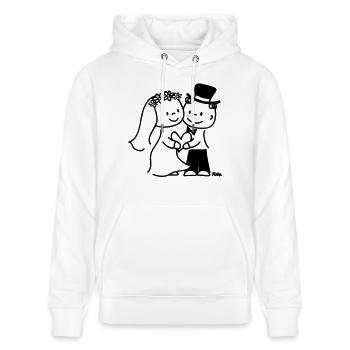 Brautpaar - Stanley/Stella Unisex Bio-Hoodie CRUISER  - Weiß - Vorne - Alina (178cm) & Michal (187cm)