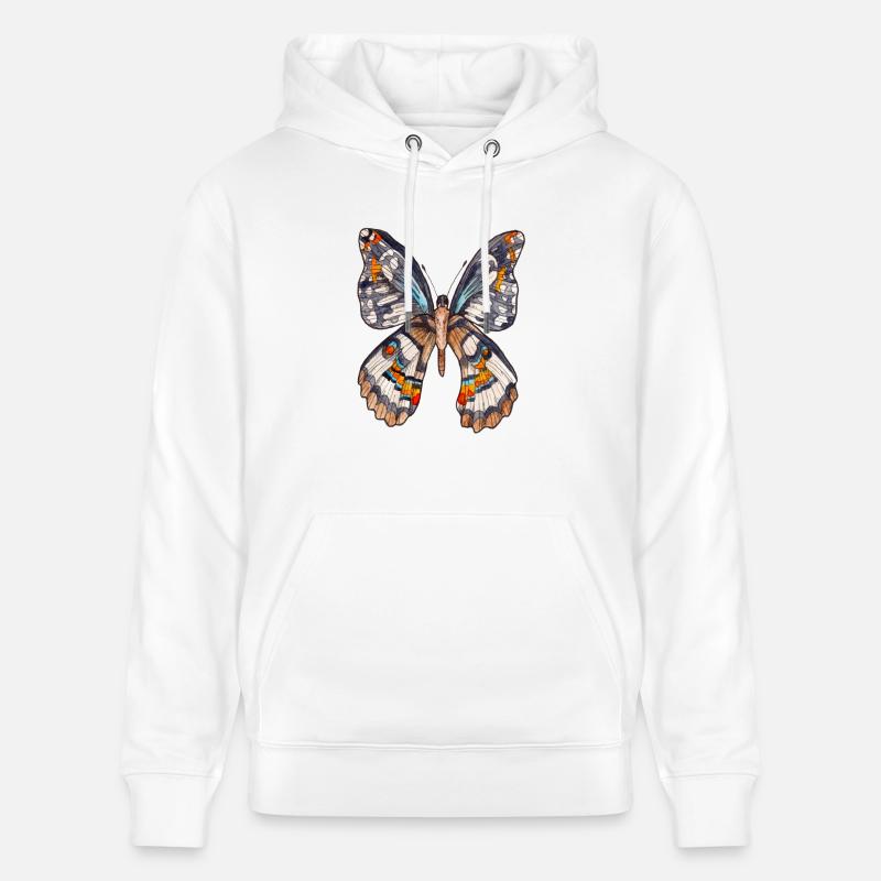 Papillon brun - Sweat à capuche bio CRUISER Stanley/Stella Unisexe - blanc