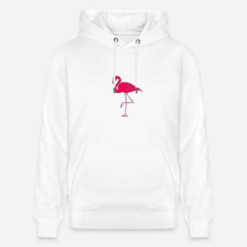 Flamant rose - Sweat à capuche bio CRUISER Stanley/Stella Unisexe - blanc