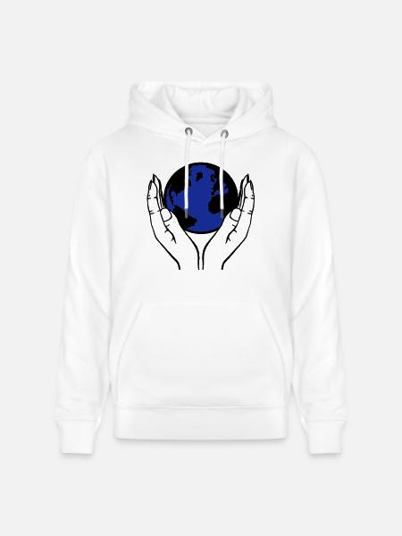 world in hands - Stanley/Stella CRUISER Unisex Organic Hoodie - white