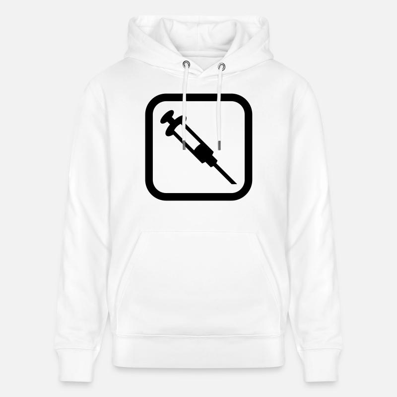 Logo de la seringue - Sweat à capuche bio CRUISER Stanley/Stella Unisexe - blanc