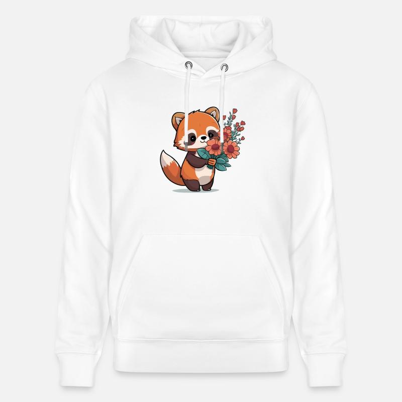 Panda roux à fleurs - Sweat à capuche bio CRUISER Stanley/Stella Unisexe - blanc