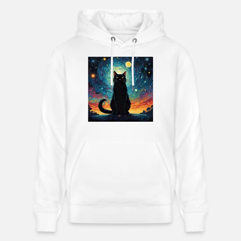 Schwarze Katze Chat Noir - Sweat à capuche bio CRUISER Stanley/Stella Unisexe - blanc