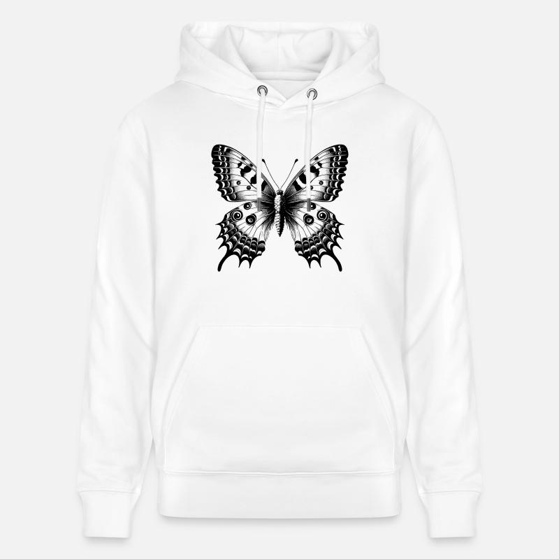 Papillon fleur - Délicatesse Envolée - Sweat à capuche bio CRUISER Stanley/Stella Unisexe - blanc