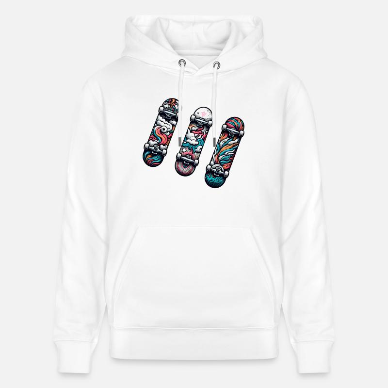 Trois Skateboard, Trio De Fun - Sweat à capuche bio CRUISER Stanley/Stella Unisexe - blanc