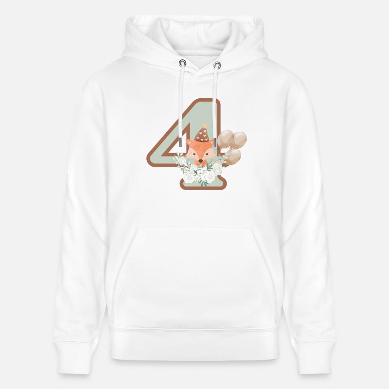 4e anniversaire renard fleurs - Sweat à capuche bio CRUISER Stanley/Stella Unisexe - blanc