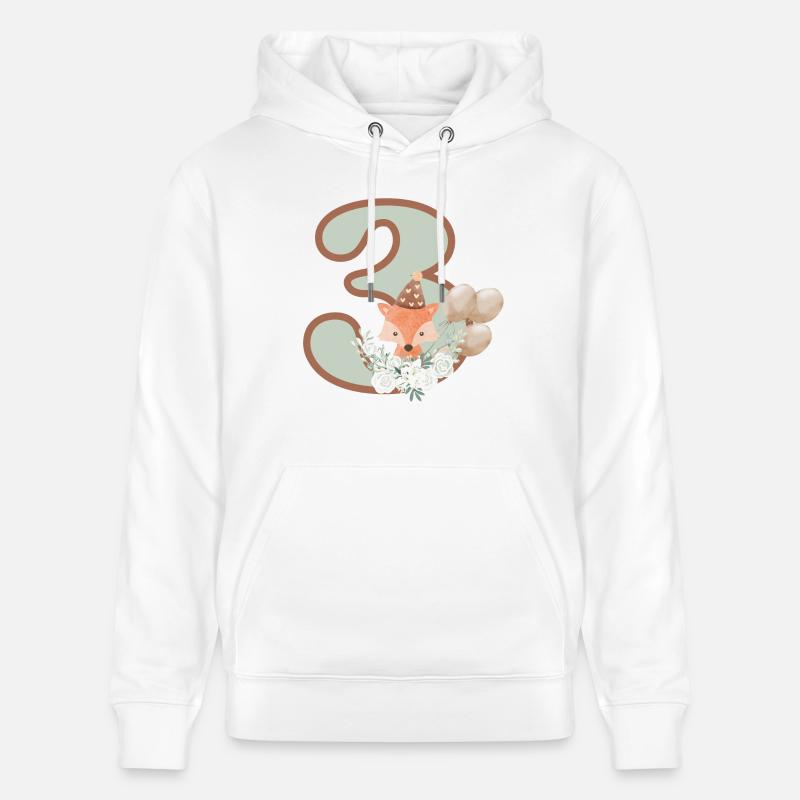 3e anniversaire renard fleurs - Sweat à capuche bio CRUISER Stanley/Stella Unisexe - blanc