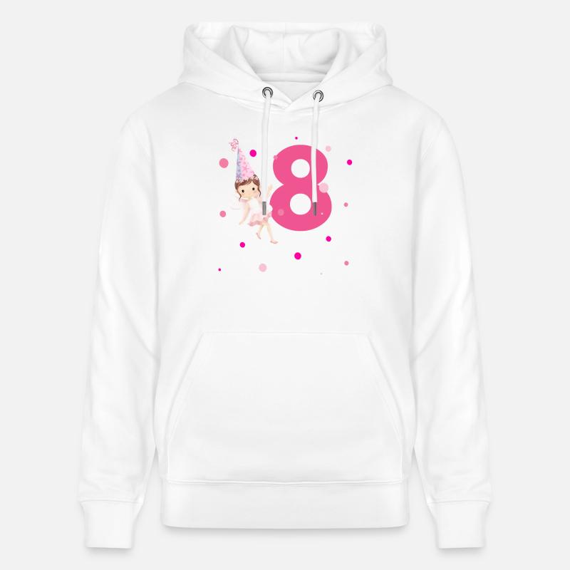 8e anniversaire fée rose - Sweat à capuche bio CRUISER Stanley/Stella Unisexe - blanc