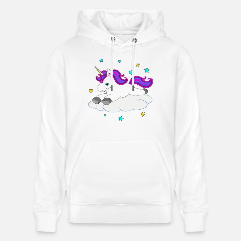 Süßes Einhorn auf Wolke - Stanley/Stella Unisex Bio-Hoodie CRUISER  - Weiß