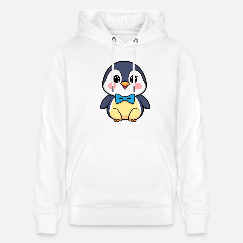 Fröhlicher Pinguin mit blauer Fliege - Stanley/Stella Unisex Bio-Hoodie CRUISER  - Weiß