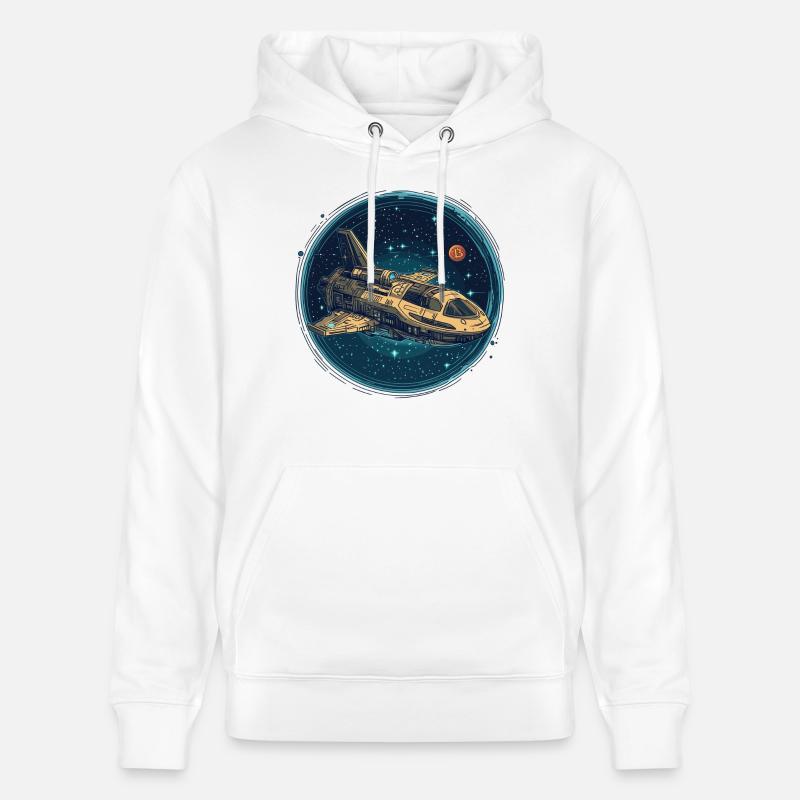 Bitcoin Shuttle: Aufbruch ins Krypto-Universum! - Stanley/Stella Unisex Bio-Hoodie CRUISER  - Weiß