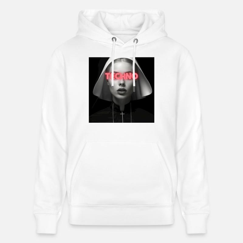 La nonne techno - Rave Design - Sweat à capuche bio CRUISER Stanley/Stella Unisexe - blanc