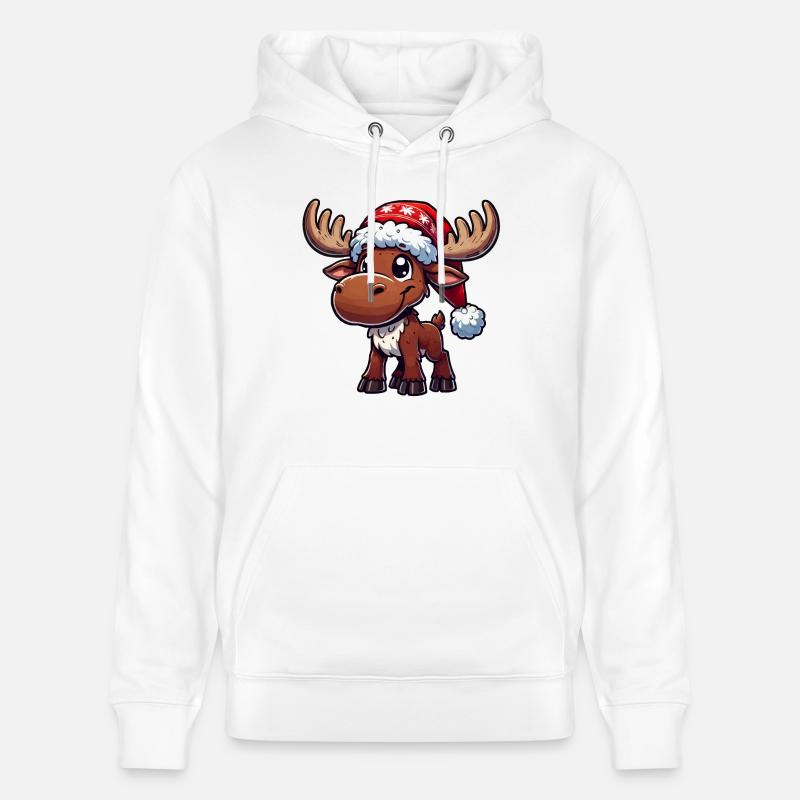Cerf Bande Dessinée Noël - Sweat à capuche bio CRUISER Stanley/Stella Unisexe - blanc
