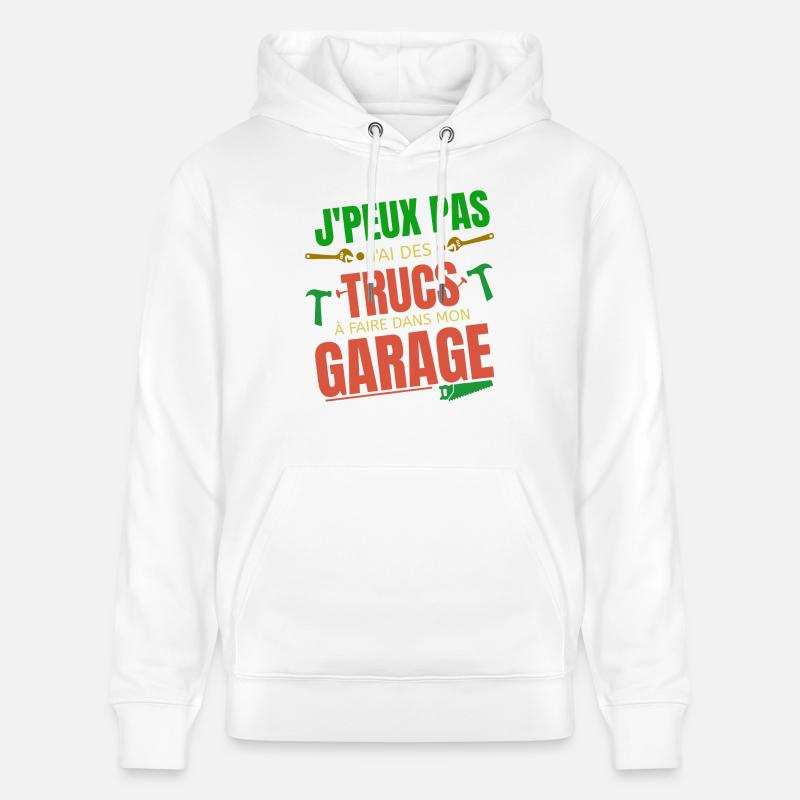 Je peux pas bricoleur Garage - Sweat à capuche bio CRUISER Stanley/Stella Unisexe - blanc