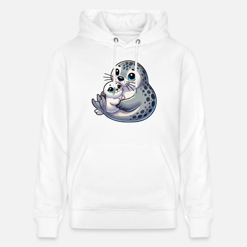 Mère phoque avec enfant - Sweat à capuche bio CRUISER Stanley/Stella Unisexe - blanc