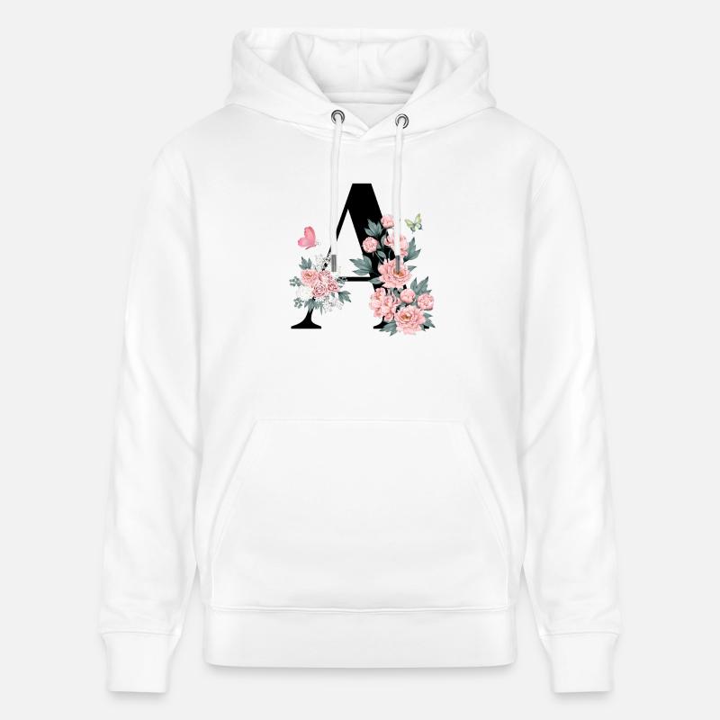 Lettre a fleurs rose - Sweat à capuche bio CRUISER Stanley/Stella Unisexe - blanc