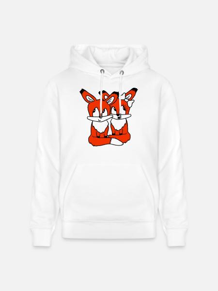 2 Foxes Couple In Love Two Friends Love Team Cute - Stanley/Stella CRUISER Unisex Organic Hoodie - white