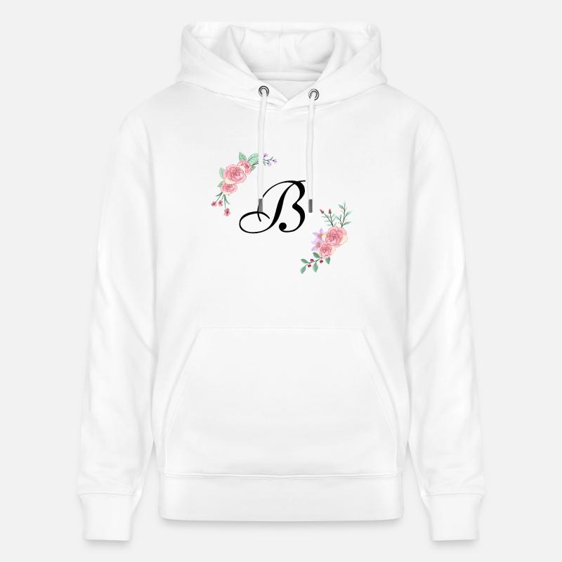 Lettre b florale rose - Sweat à capuche bio CRUISER Stanley/Stella Unisexe - blanc