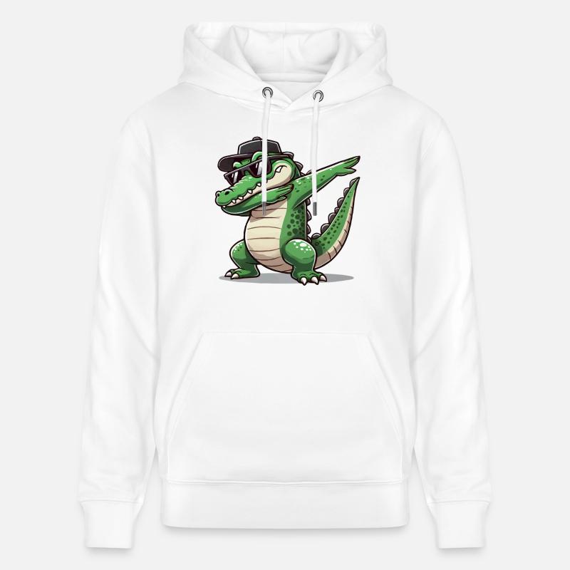 crocodile bande dessinée dabbing - Sweat à capuche bio CRUISER Stanley/Stella Unisexe - blanc