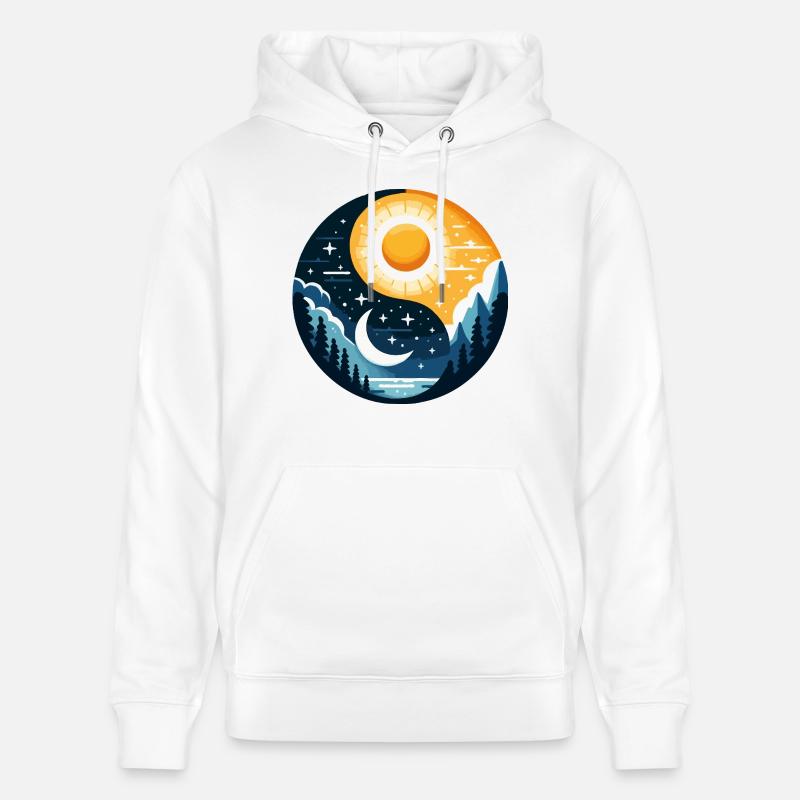 Yin Yang Soleil et Lune - Sweat à capuche bio CRUISER Stanley/Stella Unisexe - blanc