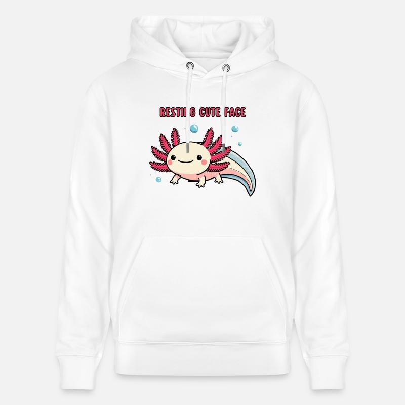 Axolotl - Visage mignon au repos - Sweat à capuche bio CRUISER Stanley/Stella Unisexe - blanc
