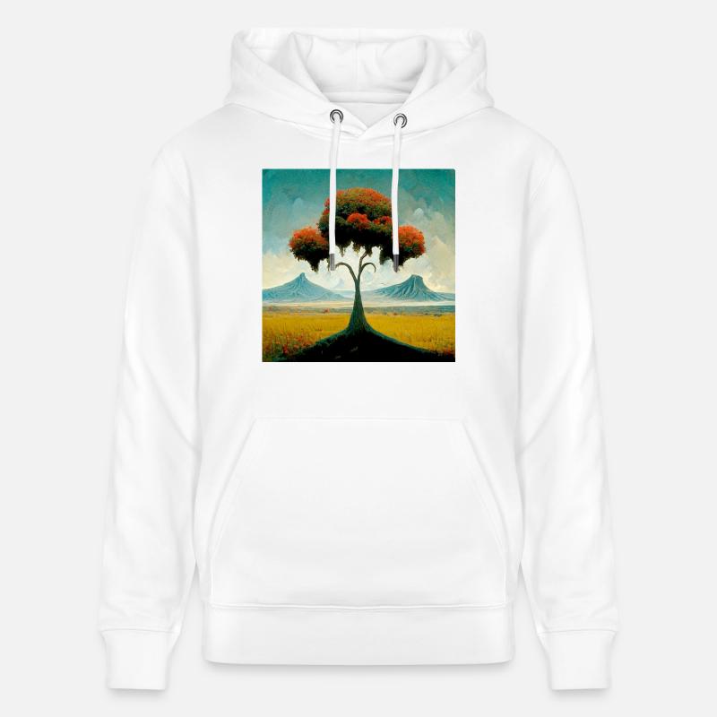 Surrreal Landschaft Baum Einsamkeit Berge - Stanley/Stella Unisex Bio-Hoodie CRUISER  - Weiß