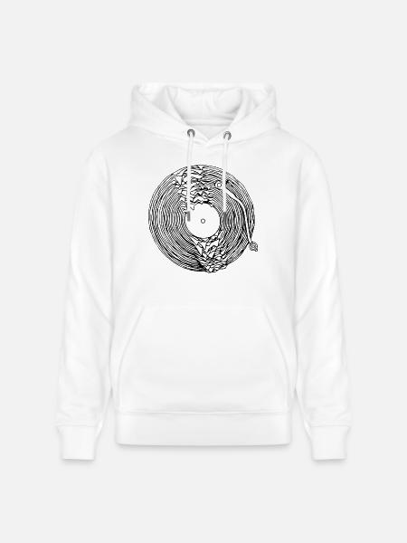 Official Dj vinily 45 - Stanley/Stella CRUISER Unisex Organic Hoodie - white