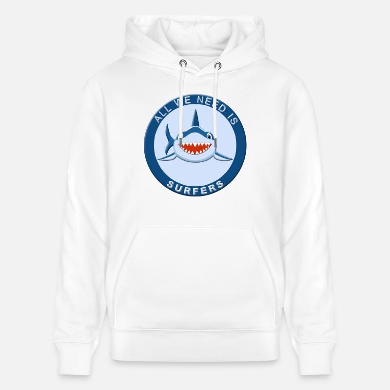 Requin surf - Sweat à capuche bio CRUISER Stanley/Stella Unisexe - blanc