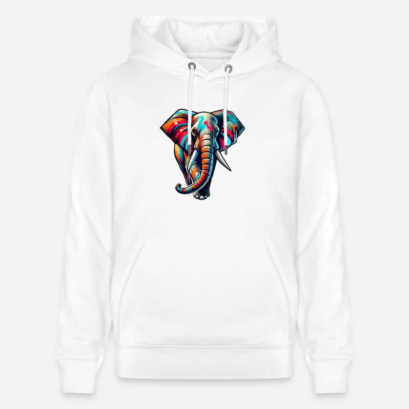 Éléphant - Sweat à capuche bio CRUISER Stanley/Stella Unisexe - blanc