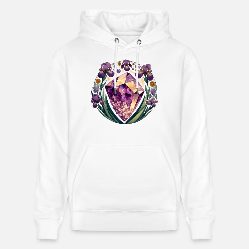Iris améthyste - Sweat à capuche bio CRUISER Stanley/Stella Unisexe - blanc