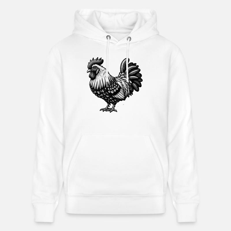 Illustration de coq complexe - Sweat à capuche bio CRUISER Stanley/Stella Unisexe - blanc