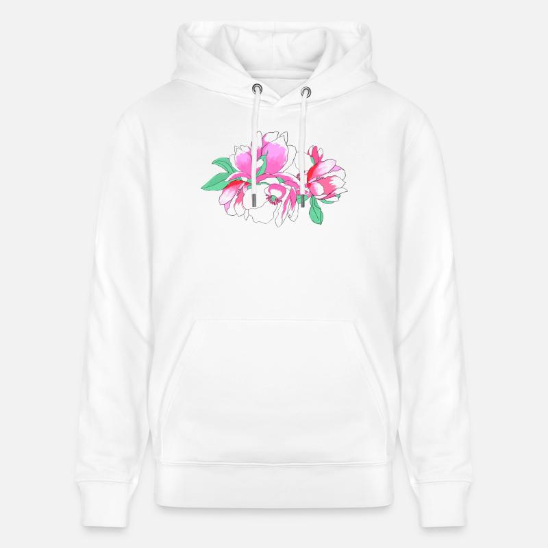 Bouquet de fleurs rose - Sweat à capuche bio CRUISER Stanley/Stella Unisexe - blanc