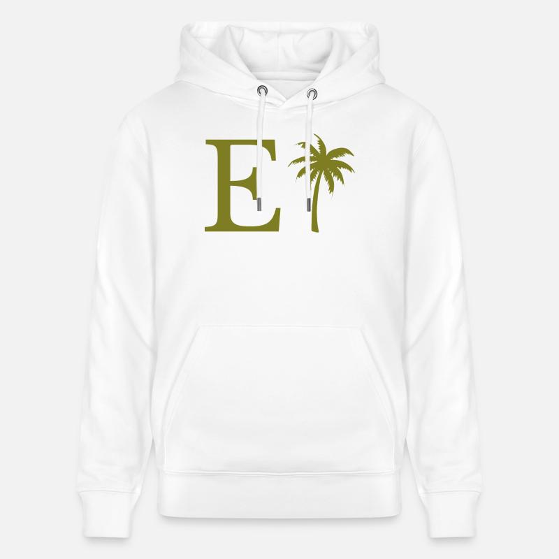 Lettre e vert Palm - Sweat à capuche bio CRUISER Stanley/Stella Unisexe - blanc