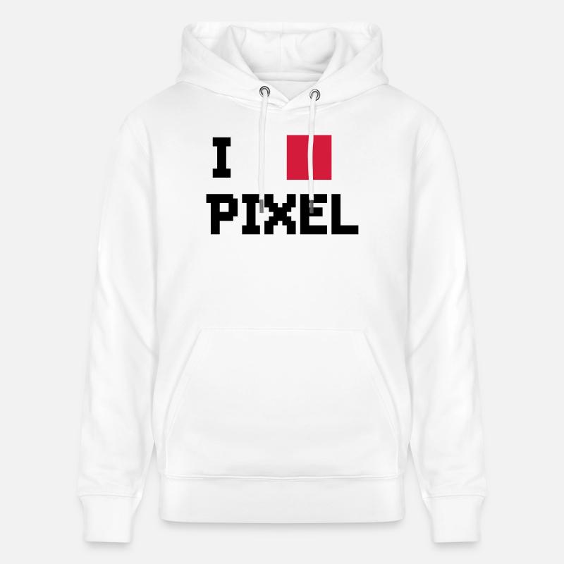 J'AIME PIXELS - Sweat à capuche bio CRUISER Stanley/Stella Unisexe - blanc