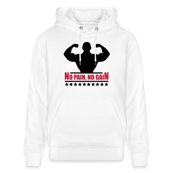 pain_gain_c2 - Stanley/Stella CRUISER Unisex Organic Hoodie - white - Front - Alina (178cm) & Michal (187cm)