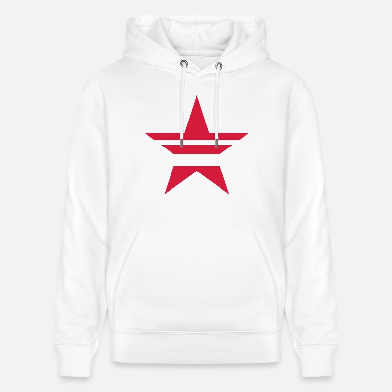SHARP découpe rouge STAR - Sweat à capuche bio CRUISER Stanley/Stella Unisexe - blanc