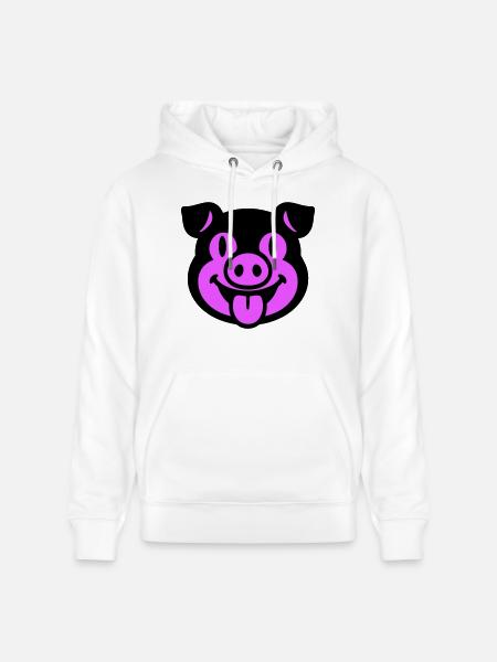Piglet Pig Head - Stanley/Stella CRUISER Unisex Organic Hoodie - white