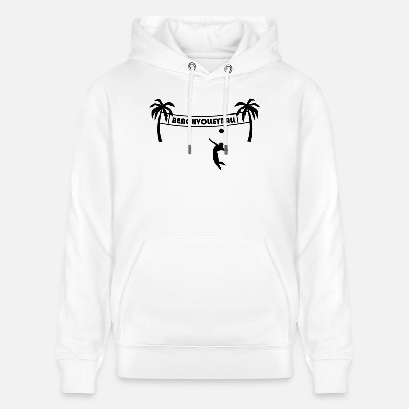 Beachvolley,volley-ball,plage,plage net,le soleil - Sweat à capuche bio CRUISER Stanley/Stella Unisexe - blanc