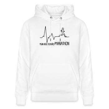 mein herz schlägt marathon - Stanley/Stella Unisex Bio-Hoodie CRUISER  - Weiß - Vorne - Alina (178cm) & Michal (187cm)