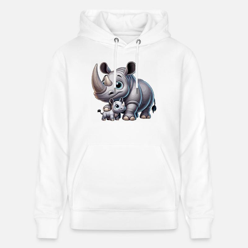 Nashornmutter mit Kind - Stanley/Stella Unisex Bio-Hoodie CRUISER  - Weiß