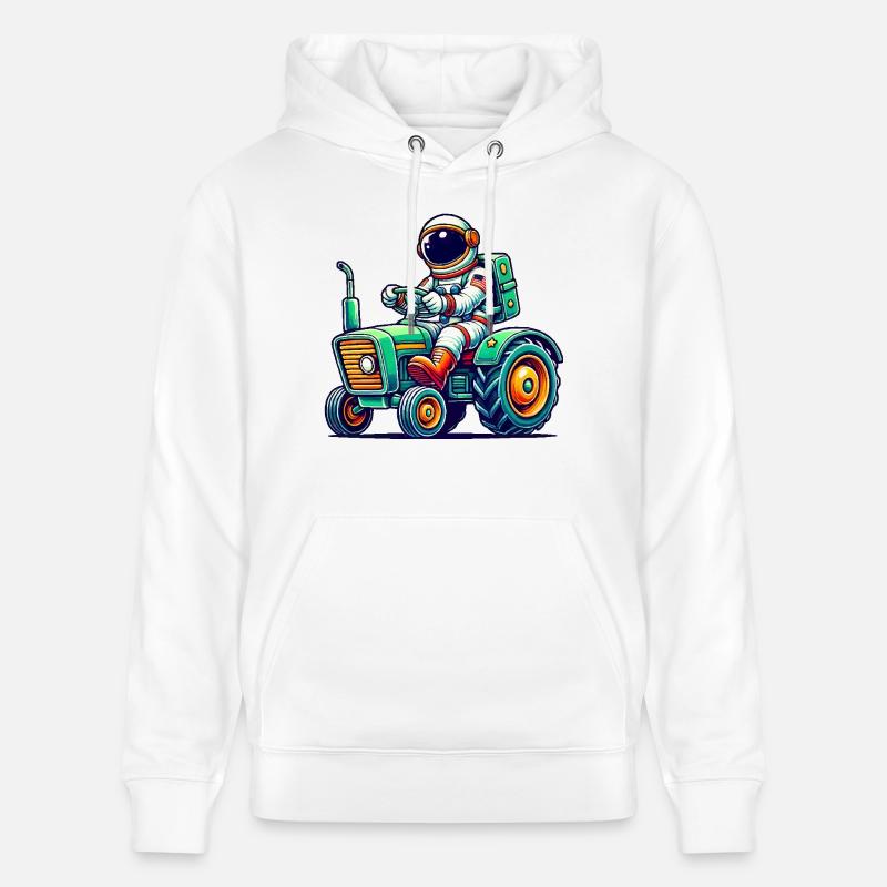 Tracteur astronaute - Sweat à capuche bio CRUISER Stanley/Stella Unisexe - blanc