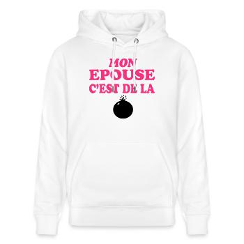 Mon épouse c'est de la bombe 333 - Stanley/Stella CRUISER Unisex Organic Hoodie - white - Front - Alina (178cm) & Michal (187cm)