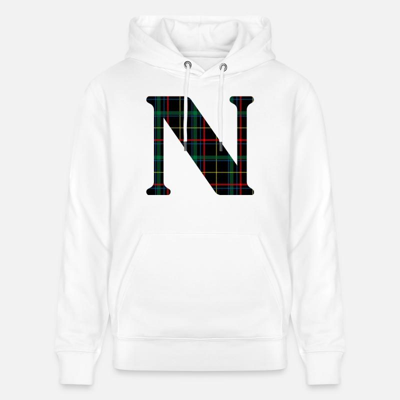 Monogramme n tartan écossais - Sweat à capuche bio CRUISER Stanley/Stella Unisexe - blanc