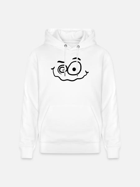 Crazy funny insane smiley face - Stanley/Stella CRUISER Unisex Organic Hoodie - white
